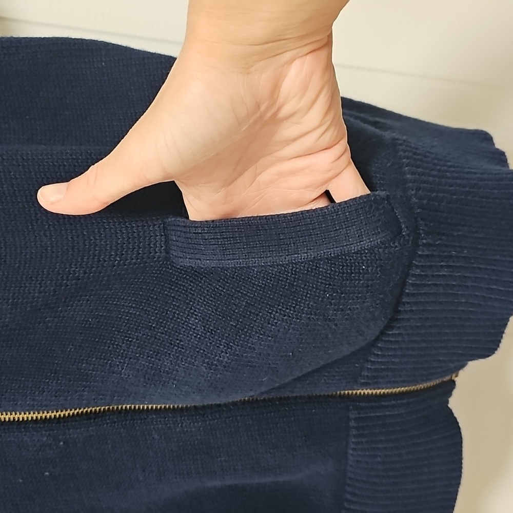 Chaps Navy Blue Zip Up Sweater